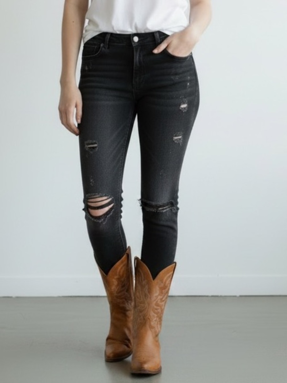 SINCLAIR | NEW Elon Distressed Skinny Dark Wash Stretch Denim Jeans 30 The Stick